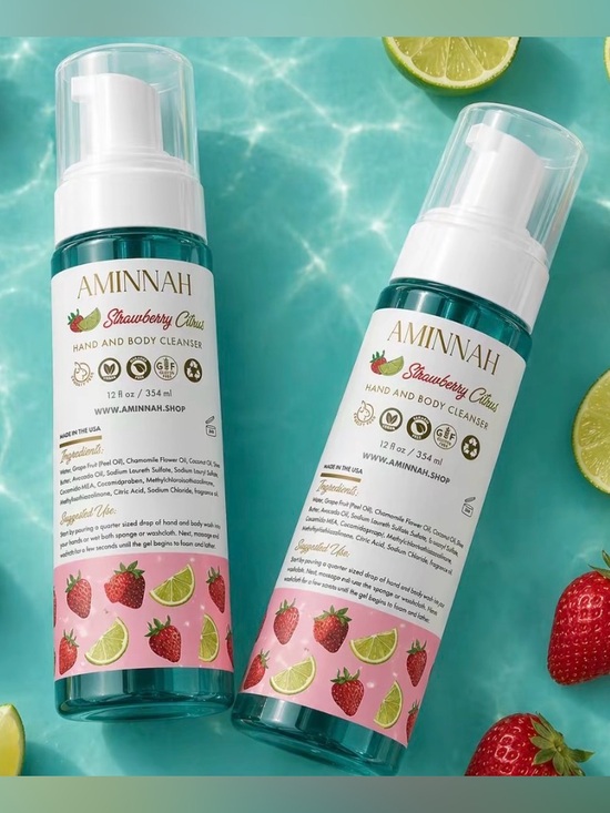 Aminnah Other - AMINNAH - Strawberry Citrus Foaming Hand & Body Cleanser